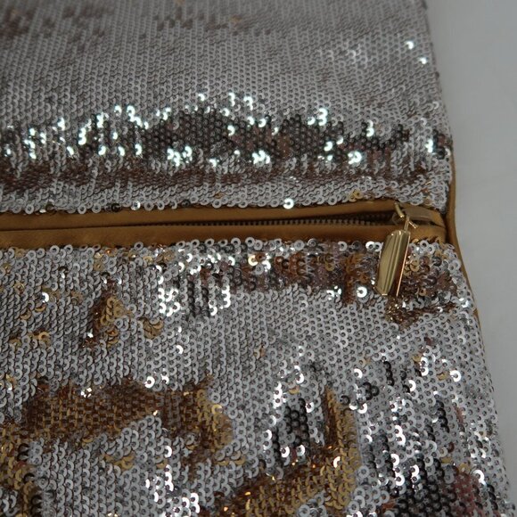 BCBGMaxAzria Silver Gold Sequin Clutch - Picture 2 of 10